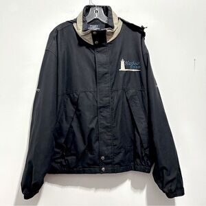 Port Authority Men’s Marine Black Windbreaker Lightweight Collar Hidden Hood